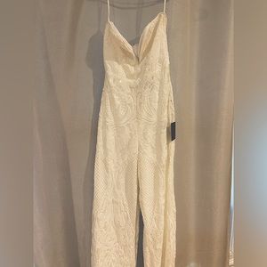 New with tags Lulus white sequin jumpsuit